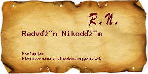 Radván Nikodém névjegykártya